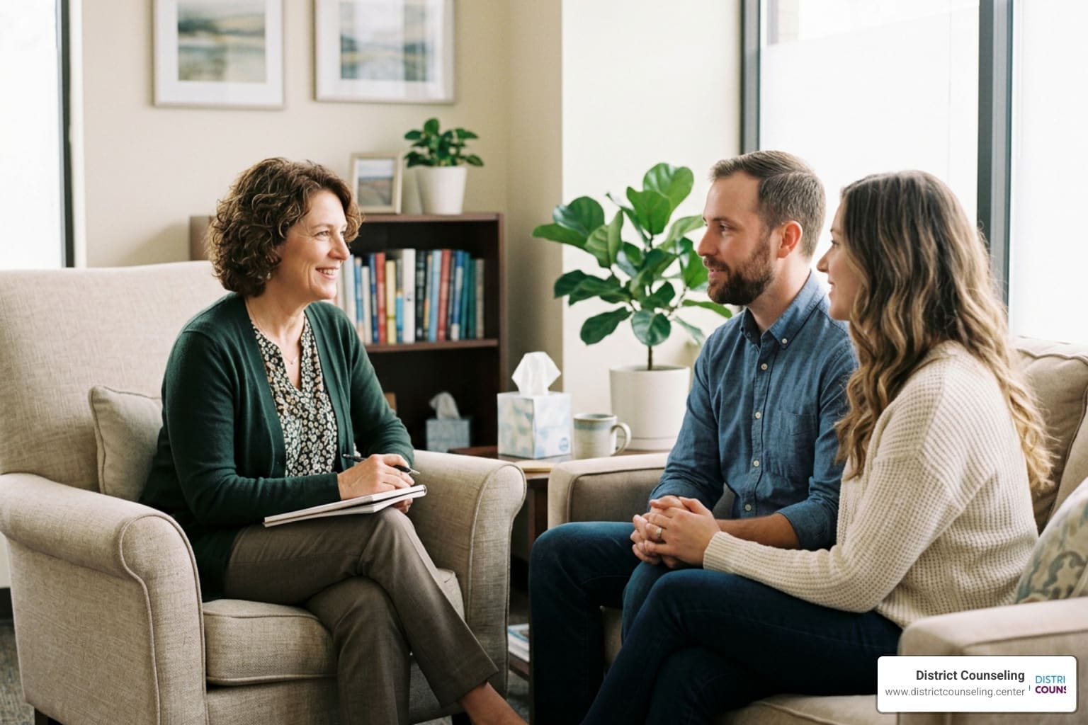 gottman trained therapist couple in therapy session